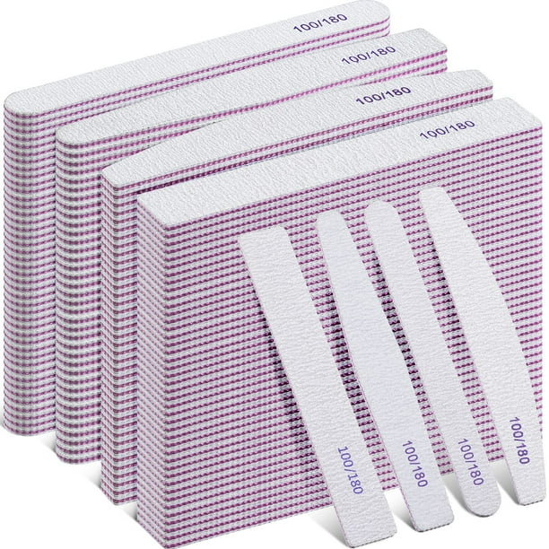Limas de uñas Xinnun, 200 unidades, grano 100/180, doble cara, reutilizables