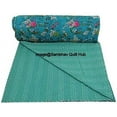 thumbnail image 3 of Handblock Multi Vintage BirdParadisePrint Handmade Cotton Kantha Quilting Throw Blanket Hippie Queen/King Size Bohemian Block Kantha Quilt with 2 pillow cover, 3 of 5