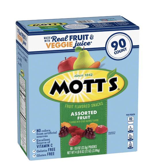 Mott's Assorted Fruit Flavored Snacks, 0.8 oz., 90 pk.