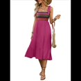 thumbnail image 3 of Vestidos de Verano Sin Mangas para Mujer, Vestidos Largos para Invitadas de Boda, Blusas de Punto Acanalado y Falda de Poliéster con Bolsillos. Rosa Roja S, 3 of 10