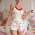 thumbnail image 3 of Miorin Under $10 Pajamas for Women Set Lace Trim 2 Piece Cute Print Pjs Soft Tank Top & Elastic Waist Shorts Camisole Lounge Set, Pink Pajama Sets, L, 3 of 4