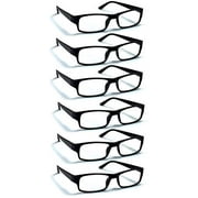 6 Pack Reading Glasses by BOOST EYEWEAR, Traditional Black Frames, for Men and Women, with Comfort Spring Loaded Hinges, Black, 6 Pairs ( 1.75)