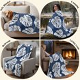 thumbnail image 4 of Flannel Throw Blanket for Couch Sofa Bed, Monstera Navy Blue Leaves Soft Cozy Warm Fuzzy Blanket 40x50in, 4 of 9