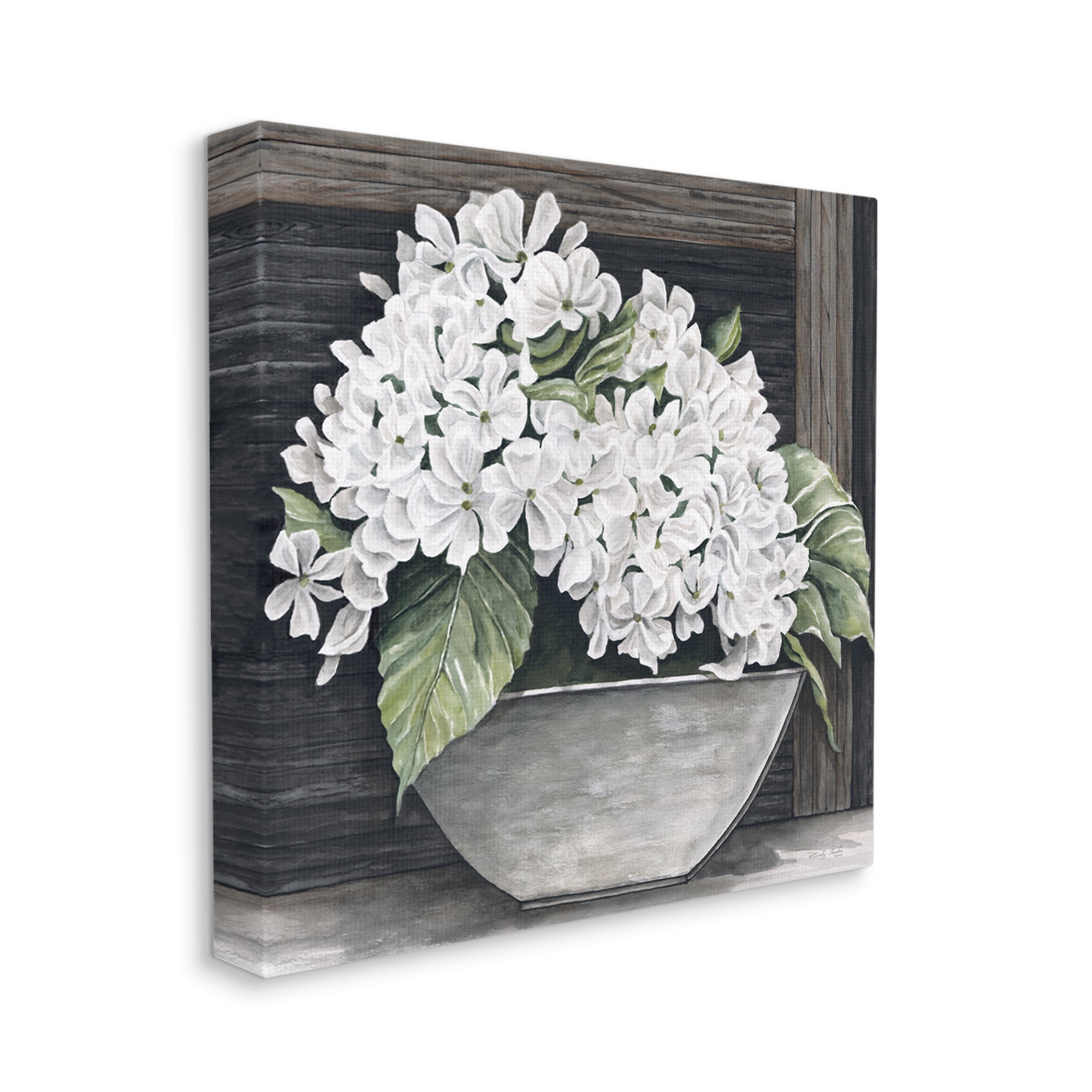Stupell Industries White Geranium Flower Planter Rustic Country Scene Painting Gallery Wrapped Canvas Print Wall Art, Design by Cindy Jacobs