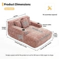 thumbnail image 2 of Homefun 61'' Oversized Chenille Chaise Lounge Chair with Cup Holder,No Assembly Indoor Reading Sofa with 3 Pillows for Living Room Bedroom,Pink, 2 of 5