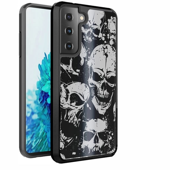 DALUX Ultra Slim PC-TPU Case Compatible with Galaxy S21 5G 6.2 inch (2021) - Gray Skull Pile