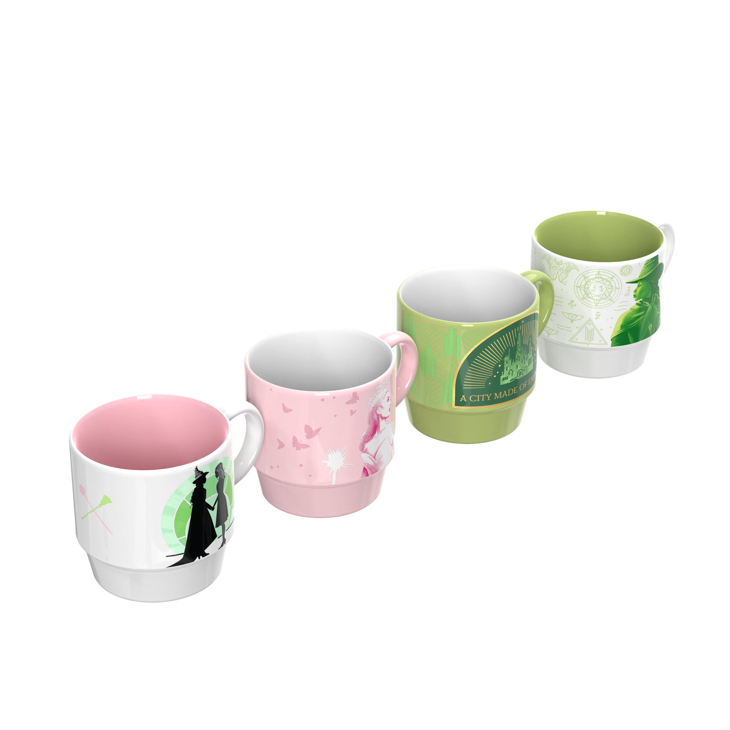 Zak Designs 14oz 4pc Wicked Ceramic Stacking Mugs in Wire Rack