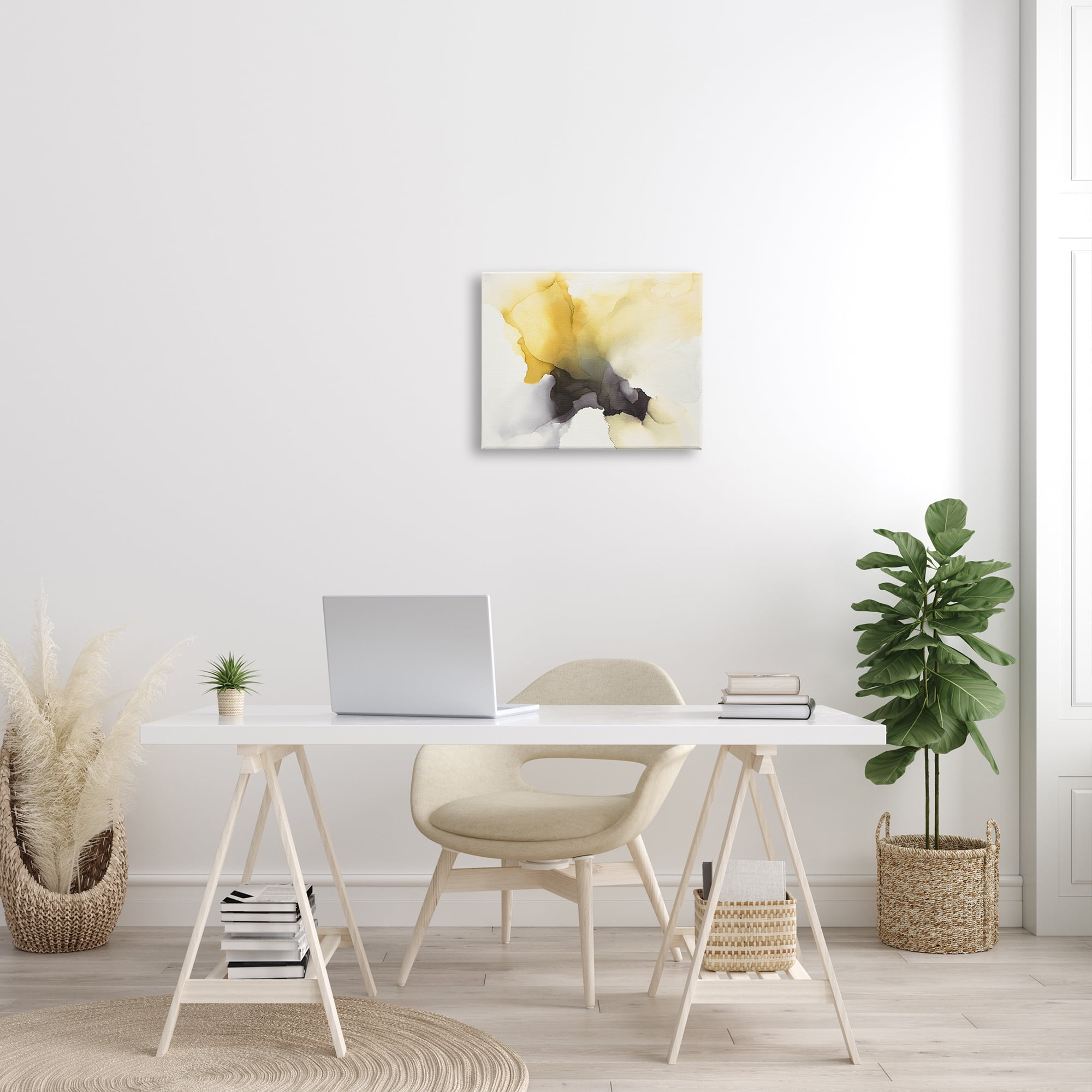 Stupell Industries Futuristic Yellow Cloud Abstraction Fluid Shape Distortion, 16 x 20, Designed by Kippi Leonard