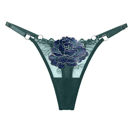 

ZMHEGW Womens Underwear Ladies Embroidered Thong Low Waist Cutout Womens Panties