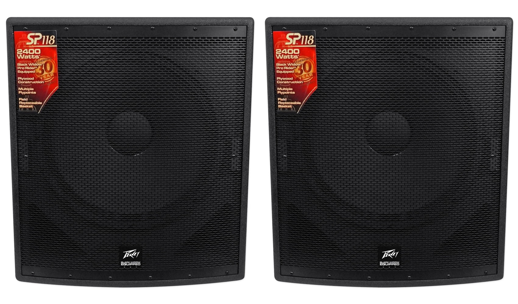 2) Peavey SP 118 18" 2400 Watt Passive Flyable Black Widow Subwoofers
