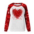 thumbnail image 4 of VALMASS Chandails en Molleton à Col Rond pour Femmes de la Saint-Valentin Manches Raglan Hauts Décontractés Mode Imprimé Cœur Blouses (TG, C Rouge), 4 of 4