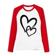 thumbnail image 4 of ZQUUVOU Kids Reglan Long Sleeve Shirts Heart Print Crewneck Pullover Top Casual Base Layer Shirt for Big Kids Red, 4 of 5
