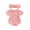 Pink, variant on LMLYSoH Baby Girls Jumpsuit Set Solid Color Ribbed Short Sleeve Romper with Bow Headband Summer Outfits