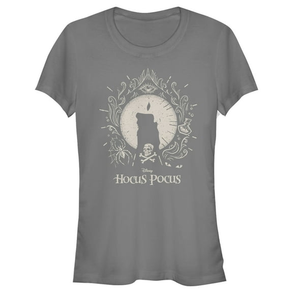 Junior's Hocus Pocus Black Flame Candle Graphic Tee Charcoal Large