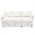 thumbnail image 5 of "Naomi Home 78"" Convertible Leather Sleeper Sofa, L-Shaped Couch with Storage Chaise - White", 5 of 11