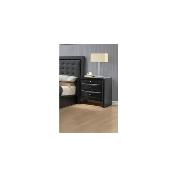 French Flair Nightstand - Sleek Black Nightstand with Two Spacious Drawers and Pull-Out Tray, Ideal for Organizing Bedroom Essentials