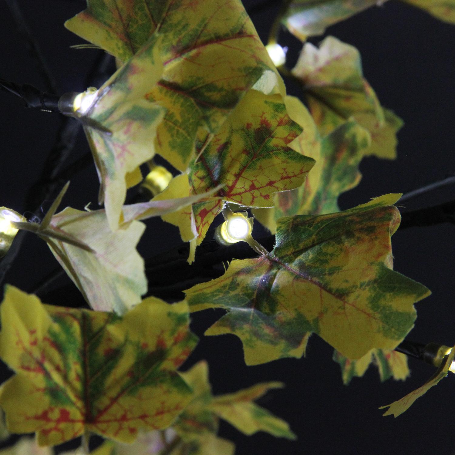 5' LED Lighted Artificial Fall Harvest Yellow Maple Leaf Tree - White Lights