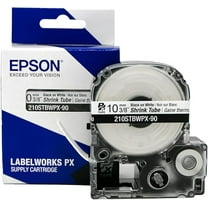 Epson LABELWORKS 210STBWPX-90 Shrink Tube - 3/8" (10MM) x 7.5 ft Black on White (AWG 4-12)