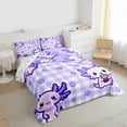 thumbnail image 3 of Castle Fairy Cartoon Flowers Axolotl Queen Comforter Set,Plaid Grid Bedding Comforter Set, 3 of 8