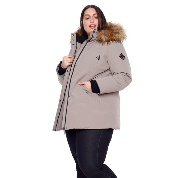 Alpine North, Glacier Plus - Women's Vegan Down Parka with Faux Fur Hood (Plus Size) - Insulated, Water-Repellent, Winter Coat, Jacket