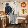 thumbnail image 5 of Fall Pumpkin Navy Blue Shower Curtain, Waterproof Shower Curtains for Bathroom, Rustic Botanical Autumn Thanksgiving Washable Fabric Bathtub Curtain Set Bath Decor with 12 Hooks 48"x72", 5 of 8