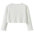 thumbnail image 4 of Otqutp Girls Spring and Fall Round Neck Wooden Ear Edge Pearl Knitted Cardigan Girls Open Front Sweaters Kids Fall Fashion Side Slit Outerwear(White,3-4 Years), 4 of 8