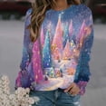 thumbnail image 2 of Christmas Holiday Tops Womens Crewneck Pullover Graphic Sweatshirt Printed Long Sleeve Plus Size Festive Clothes (XL, Purple 01), 2 of 6