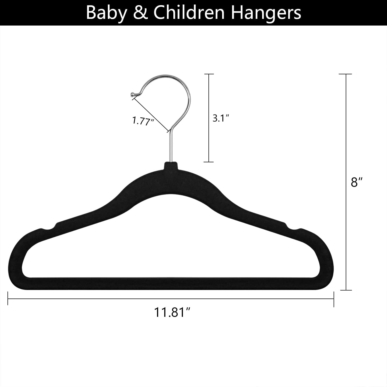 Kids Velvet Hangers 50 Pack 11.8 Inch Non-Slip Baby Toddler Clothes Hangers with Notches and Swivel Hooks Space-Saving Beige