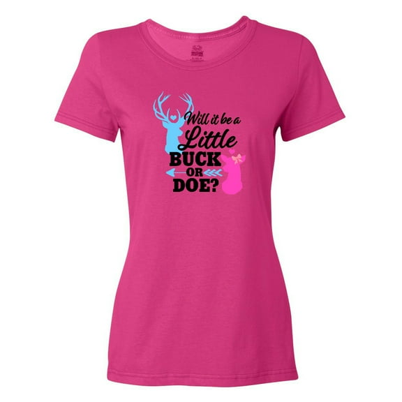 Inktastic Gender Reveal Will It Be a Little Buck or Doe? Women's T-Shirt