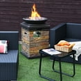 thumbnail image 2 of Costway Patio Propane Burning Fire Bowl Column W/ Cover 40,000 BTU & Lava Rocks, 2 of 10