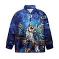 thumbnail image 4 of Uourmeti Art Owls Flower Kids Birthday Sweatshirt Quarter Zip Up Pullover Celebration Party Top Fun Design for Birthday Party Gift Boys Girls Size 11-12, 4 of 7