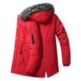 thumbnail image 4 of Men's Winter Coat Recycled Padded Winter Jacket Waterproof Puffer Jacket with Detachable Hood Solid Quilted Jacket A-Red XXXL, 4 of 5