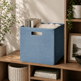 thumbnail image 6 of Better Homes & Gardens Collapsible Fabric Cube Storage Bin, Soft Blue Textured, 6 of 8