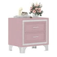 thumbnail image 5 of Youmumeub Velvet Nightstand with 2 Drawers and Silver Glitter Strip, Metal Legs, Pink Finish for Bedroom, Fully Assembled Except Legs/Handles, 5 of 6