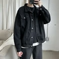 Black Denim Short Jacket Men Turn Down Collar Bomber Jacket Jeans Coats