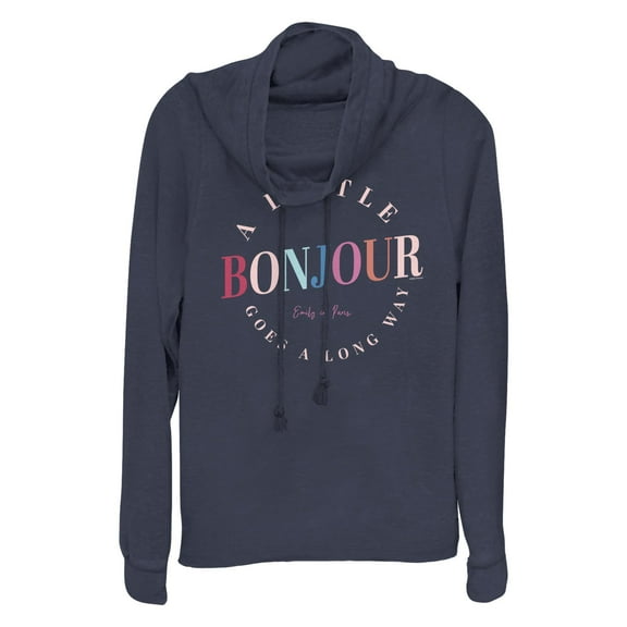 Junior's Emily in Paris Bonjour Goes a Long Way Cowl Neck Sweatshirt