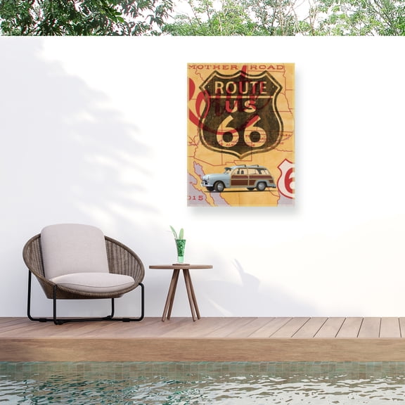 Edward M. Fielding 'Route 66 Vintage Postcard' Outdoor Canvas