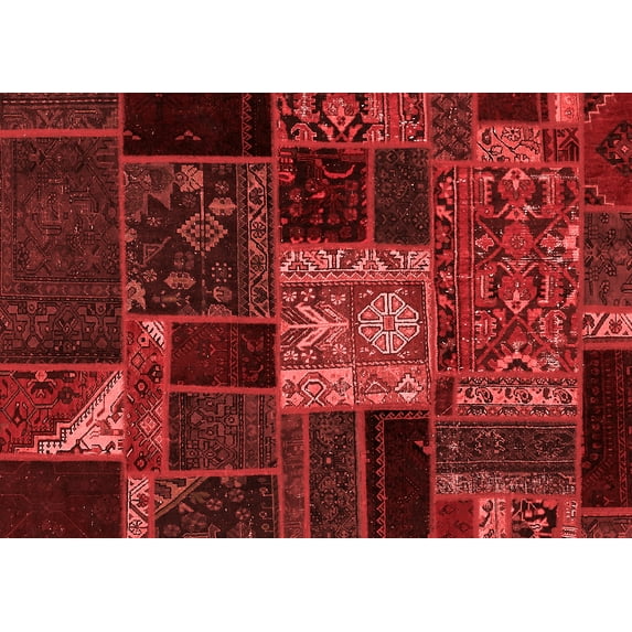 Ahgly Company Indoor Rectangle Patchwork Red Transitional Area Rugs, 2' x 4'