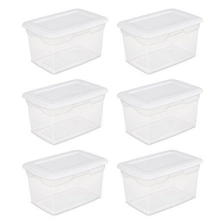 Sterilite 20 Qt. Storage Box Plastic, White, Set of 6