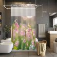 thumbnail image 5 of Spring Pink Lily No Hooks Shower Curtain with Snap-in Liner Pastoral Dewdrop Flowers Shower Curtains for Bathroom, Waterproof, Easy Install, Washable 36"x78", 5 of 9