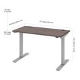 thumbnail image 4 of Bestar Bureau Réglable en Hauteur 61 cm 122 cm (24 Po 48 Po) (Gris), 4 of 5