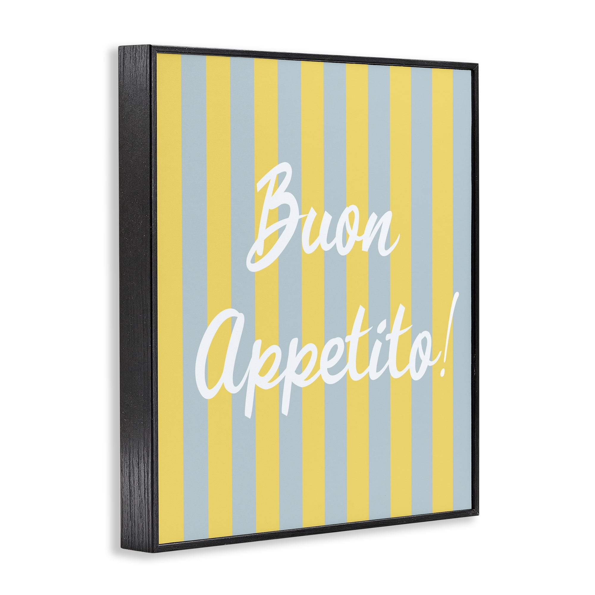 Stupell Industries Buon Appetito Blue Yellow Stripes Black Framed Giclee Art, design by SD Graphics Studio