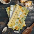 thumbnail image 6 of Sunflower Kitchen Towels Set of 2, Water Absorbent Dish Towel, Summer Eucalyptus Botanical Floral Yellow Wood Decorative Hand Towels - Quick Drying Cloth for Cooking Baking, 18x28 Inch, 6 of 8