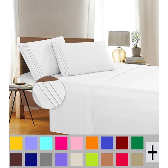 Elegant Comfort 1500 Thread Count White Microfiber Flat Sheets, King, 5 Pieces