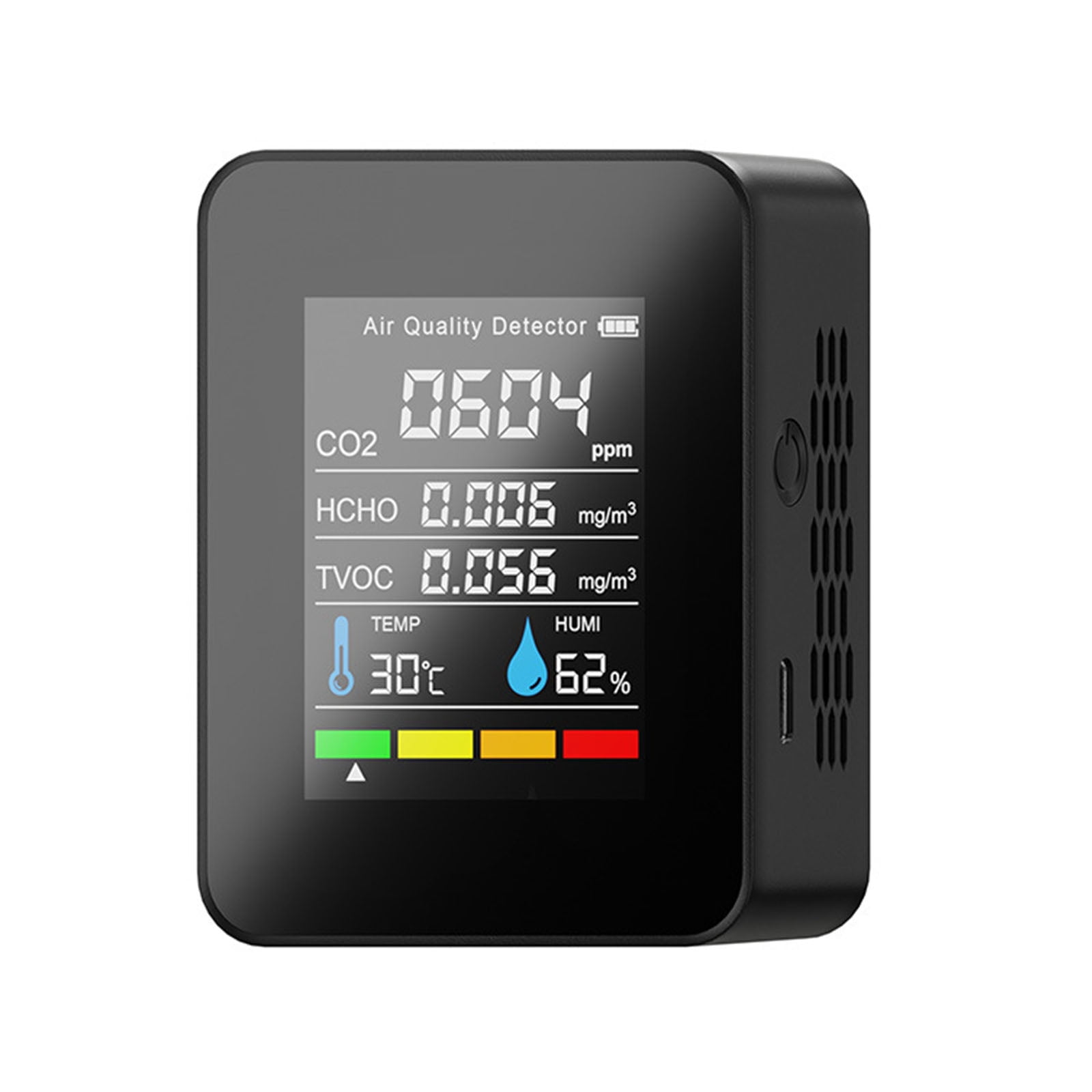 Luchtkwaliteitsdetector, Luchtkwaliteit Meter 7in1 PM2.5 CO2 TVOC HCHO Temperatuur Vochtigheid Tester APP Controle Met Kalender Alarm Functie voor auto's, huizen, scholen
