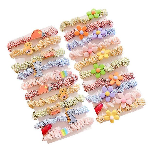 20pcs (10 pairs) Cute Hair Ties Soft Rubber Bands Hair Bands Holders Pigtails Hair Accessories for Girls Infants Toddlers Kids Teens and Children (Sty