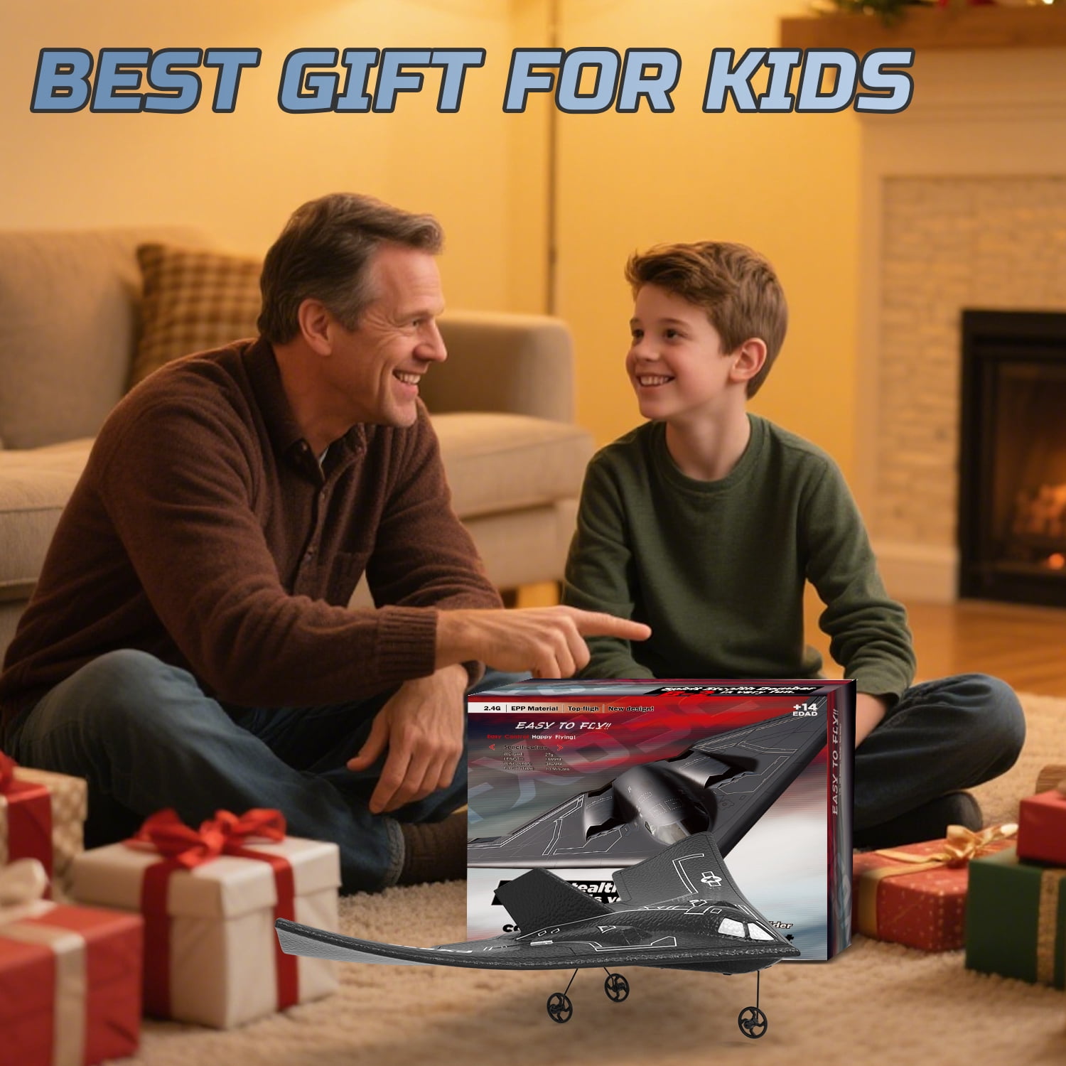 JoyStone Foam RC Airplane B2 Spirit Stealth Bomber Plane, 2 Channels 2.4 GHz RC Plane Toy, Easy to Fly RC Glider for Kids Boys Girls Adults