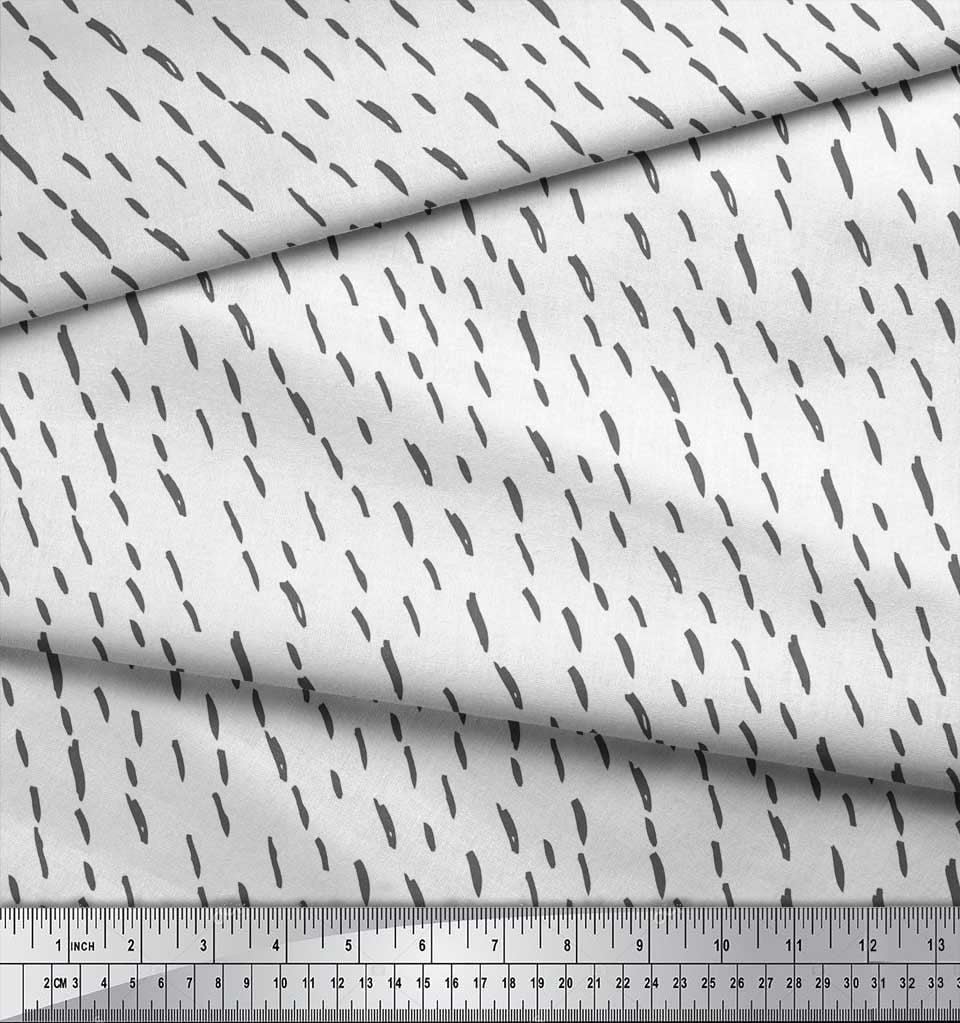 Soimoi White Rayon Fabric Brush Stroke Abstract Print Fabric by the Yard 56 Inch Wide
