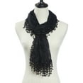 thumbnail image 4 of Lightweight Feminine teardrop fringe Vintage Lace Scarf Mesh Crochet Tassel Scarfs for Women, 4 of 5