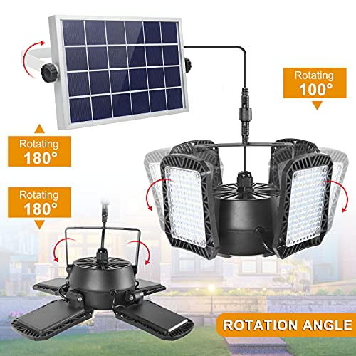Solar Pendant Light with Remote Control，Waterproof IP65 Solar Powered Shed Light 128LED 1000LM Solar Security Motion Sensor Lights for Outdoor Indoor Home Yard Barn Gazebo Patio Porch 